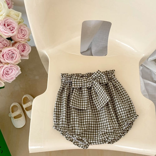 Baby Girl White Blouses With Floral & Plaid Pattern Skirts Sets