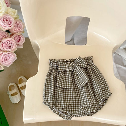 Baby Girl White Blouses With Floral & Plaid Pattern Skirts Sets