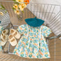 Baby Floral Graphic Doll Neck Short Sleeves Onesies & Dress