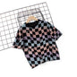 Baby Boy Checkerboard Pattern Short Sleeve Crewneck Tee