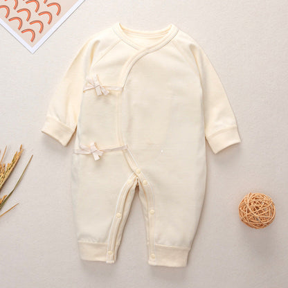 Baby Animal Print & Solid Color Side Belted Design Romper Jumpsuit