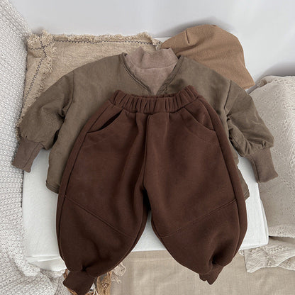 Baby Solid Color New Winter Kindergarden Thickened Pants
