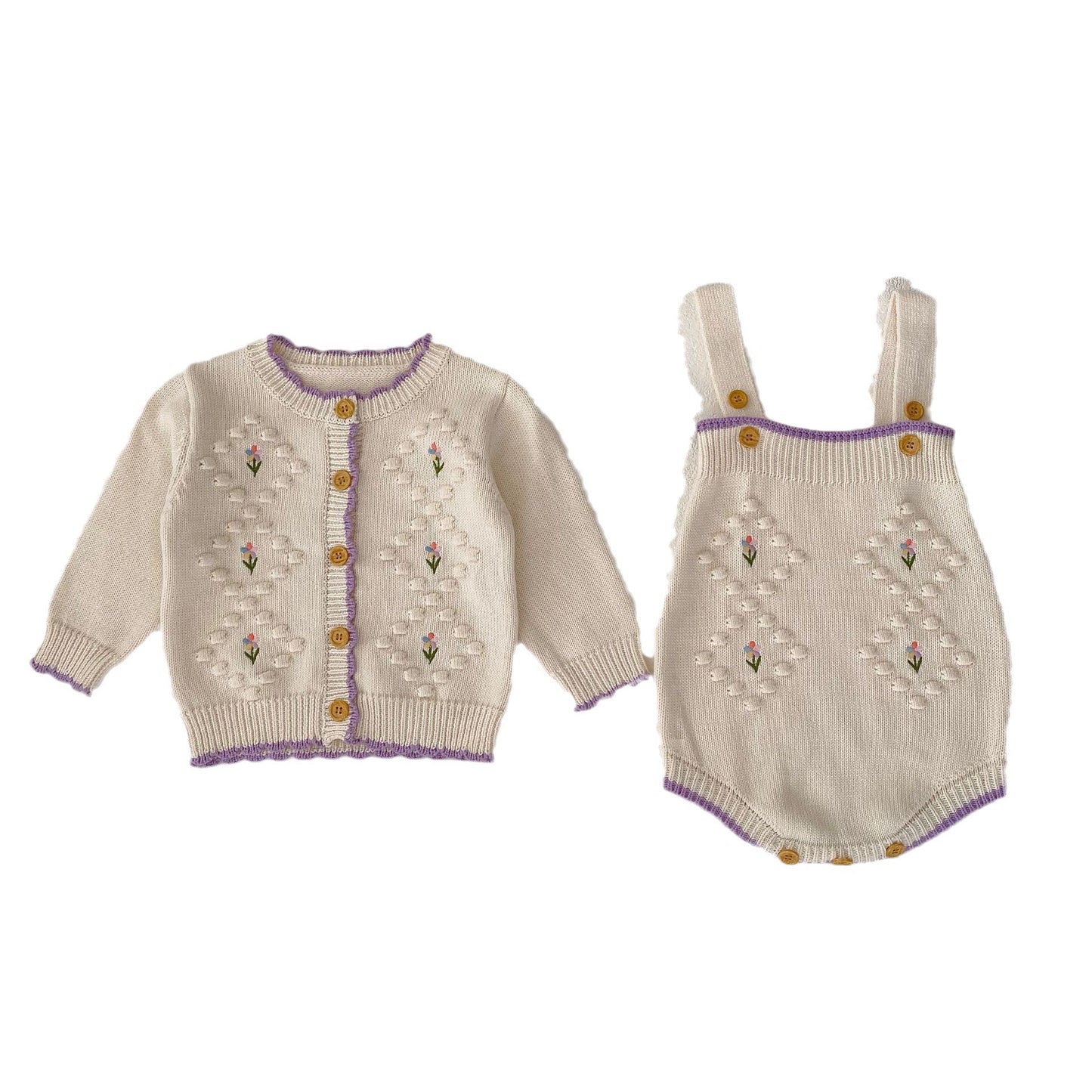 High Quality Embroidered Handmade Knitted Sets