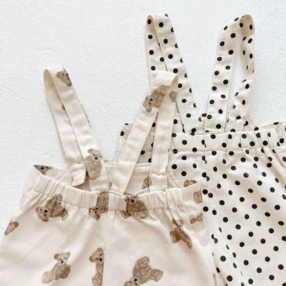 Baby Girls Bear Print Top Combo Overalls In Sets
