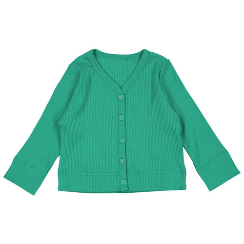 Baby Girl Solid Color Modal Cotton Pit Strip V-Neck Cardigan