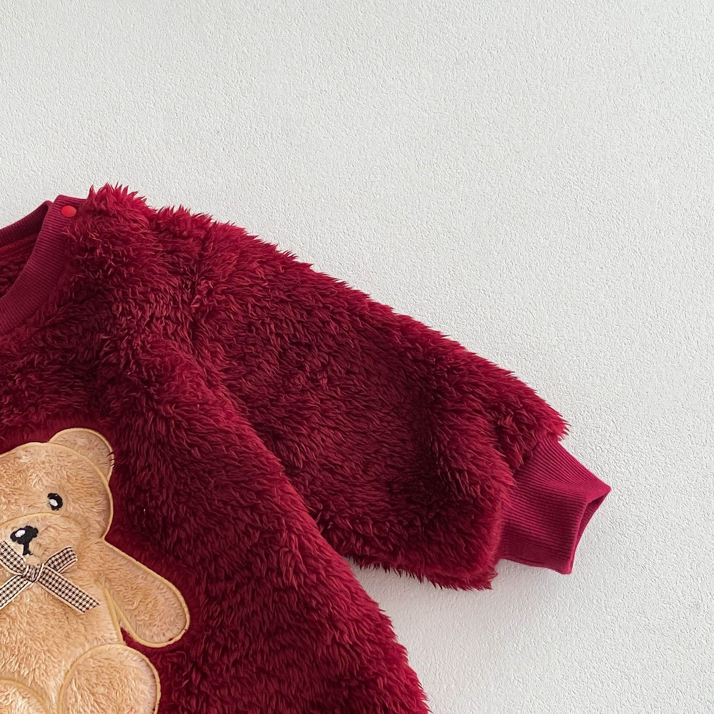 Cute And Cozy Baby Teddy Bear Romper For Autumn/Winter Outings – Red