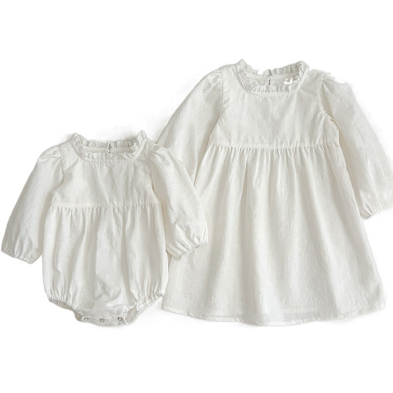 Solid White Simple Style Long Sleeve Onesies