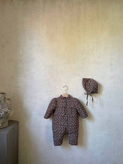 Baby 1pcs Vintage Style Flower Print Pattern Thickened Rompers