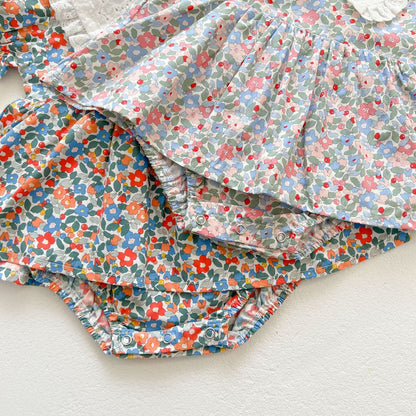 Baby Girls Little Floral Print Lovely Collar Dress Onesies