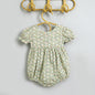 Baby Girls Floral Print Pattern Round Collar Puff Sleeves Onesies In