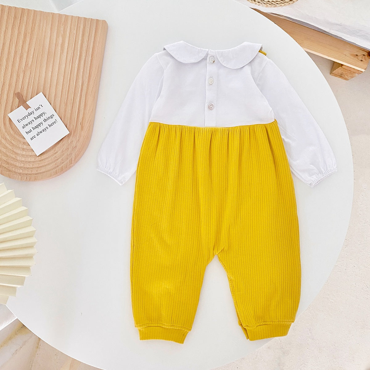 Baby Girl 3D Flower Patched Pattern False 1-Piece Design Doll Neck