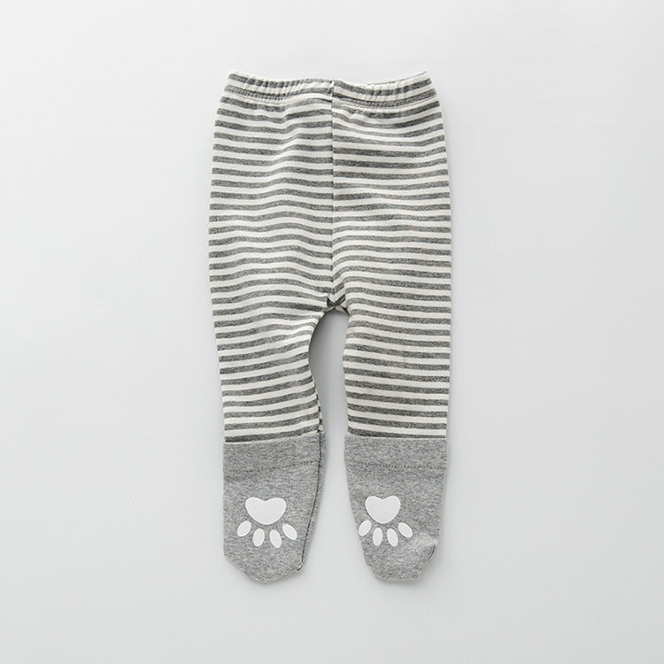 Baby Cartoon Pattern Long Sleeved Onesies Combo Striped Pantihose Sets