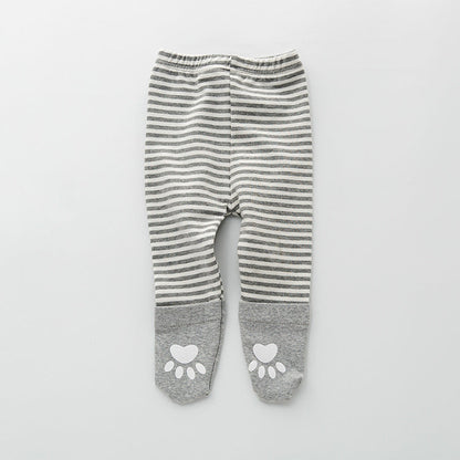 Baby Cartoon Pattern Long Sleeved Onesies Combo Striped Pantihose Sets