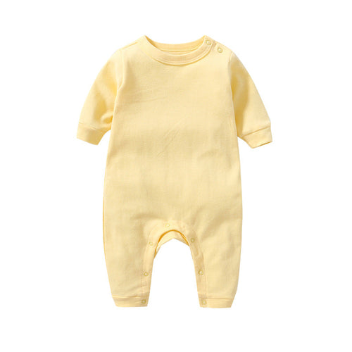 Baby Solid Color Long Sleeve Soft Cotton Rompers Home Clothes
