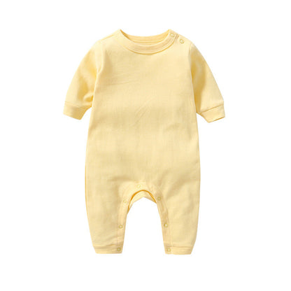 Baby Solid Color Long Sleeve Soft Cotton Rompers Home Clothes