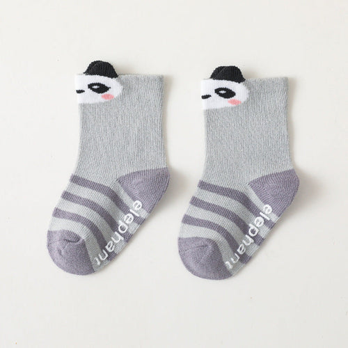Baby Cartoon Print Pattern Striped Design Mid Tube Cotton Socks