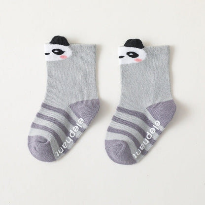 Baby Cartoon Print Pattern Striped Design Mid Tube Cotton Socks