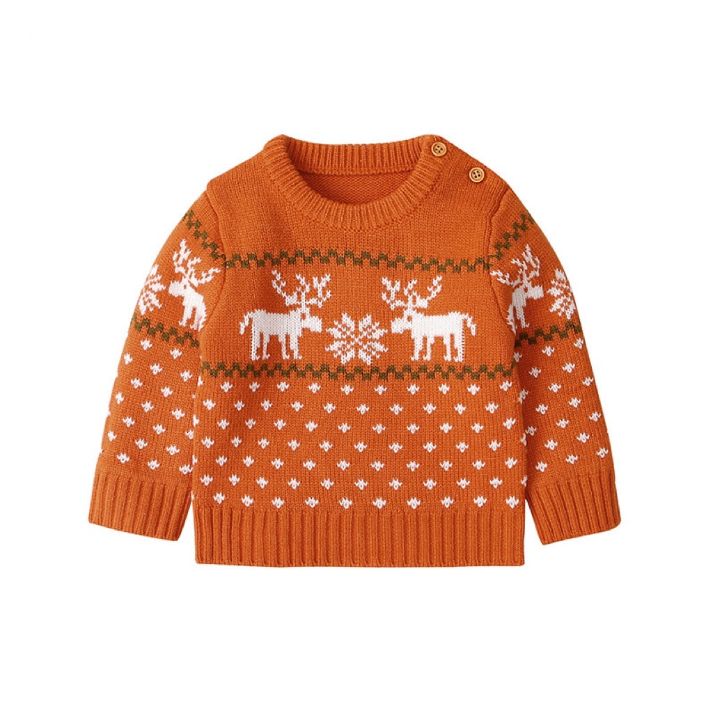Baby Boy And Girl Christmas Giraffe Pattern Long Sleeved Pullover
