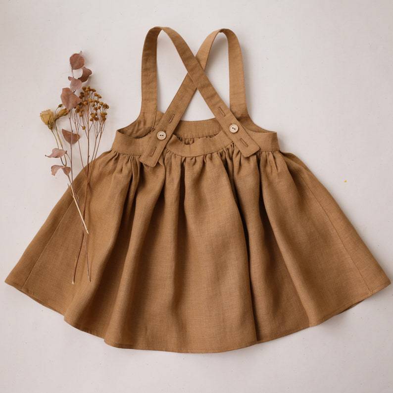 Baby Girl Solid Color Sling Linen Cotton Vest Skirt