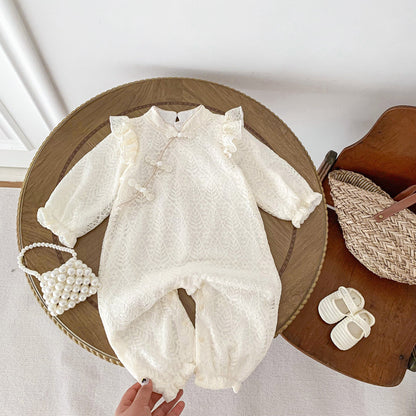 Solid Color Chinese Style Princess Newborn Romper