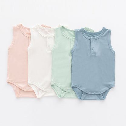 Baby Unisex Solid Color Sleeveless Summer Onesies