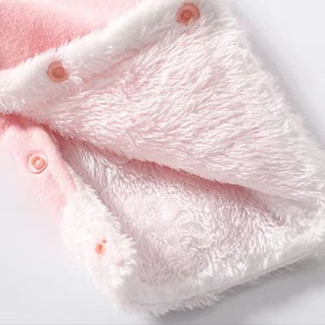Baby Cute Long Sleeve Design Solid Color Thicken Warm Rompers With Hat
