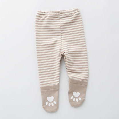 Baby Cartoon Pattern Long Sleeved Onesies Combo Striped Pantihose Sets