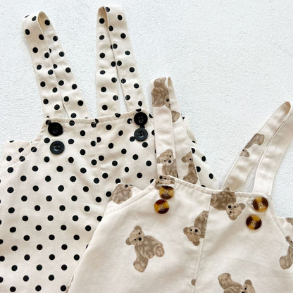 Baby Girls Bear Print Top Combo Overalls In Sets