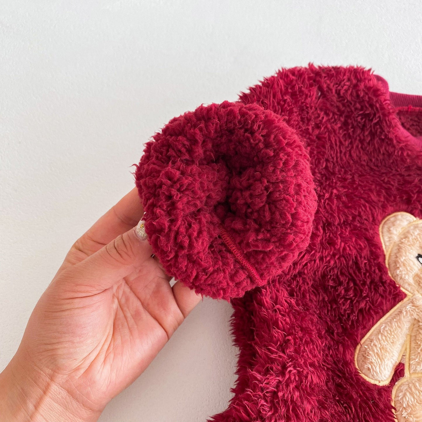 Cute And Cozy Baby Teddy Bear Romper For Autumn/Winter Outings – Red