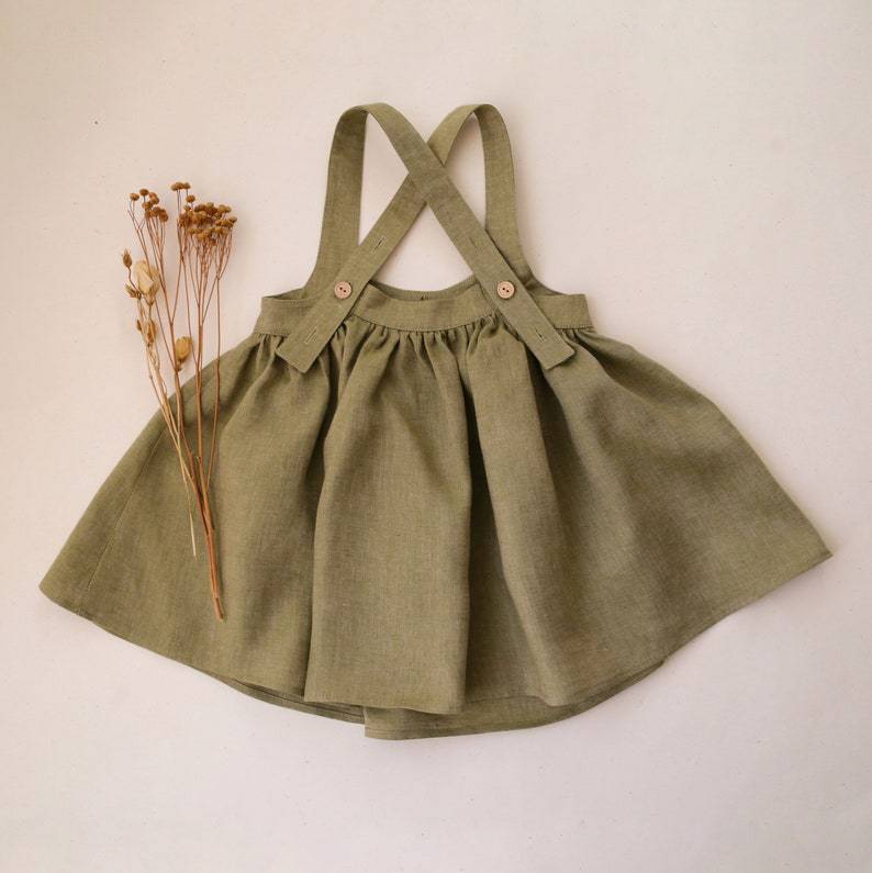 Baby Girl Solid Color Sling Linen Cotton Vest Skirt