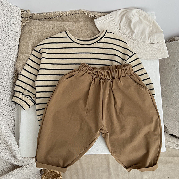 Baby Simply Style Solid Color Loose Spring Pants
