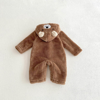 Infant Baby Little Bear Thicken Long Sleeve Jumpsuit In Winter