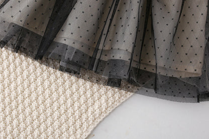 Baby Girl Polka Dot Mesh Overlay Design Patchwork Princess Dress