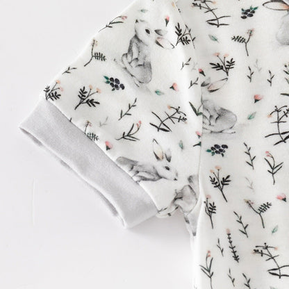 Baby Print Pattern Thin Style Short Sleeves Rompers
