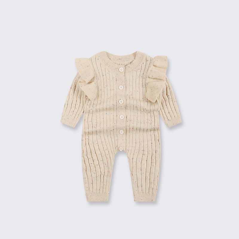 New Arrival Baby Cotton Knitting Solid Color Colorful Dots Cozy Romper