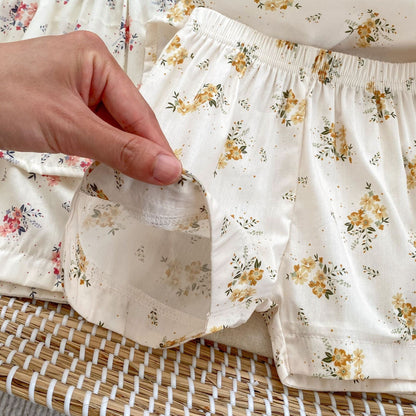 Baby Girl Flower Pattern Sling Tops With Shorts Sets