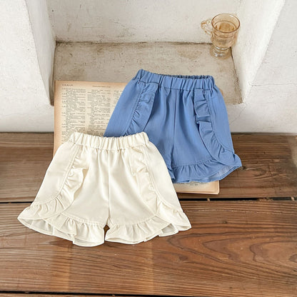 Baby Girl White Blouses With Denim Shorts Sets