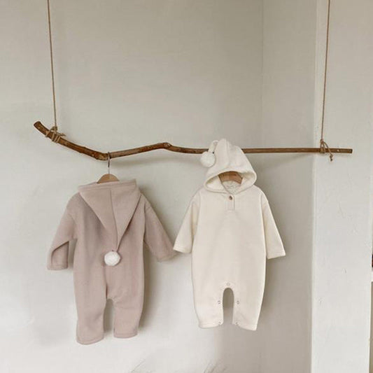 Cute Fashion Fleece Solid Color Warm Rompers