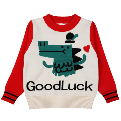 Baby Boy Cartoon Dinosaur Graphic ColorBlock Sleeves Design Fashion