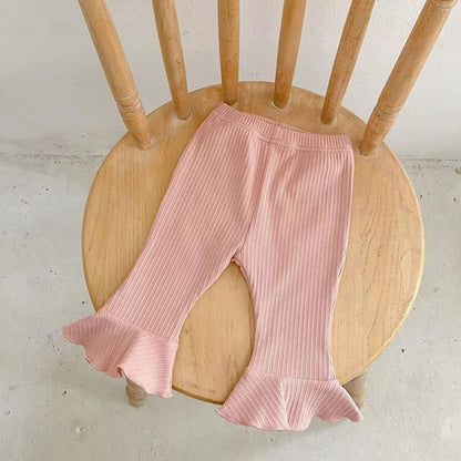 Baby Girl Solid Color Mesh Doll Neck Shirt With Pants Sets