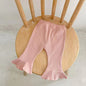 Baby Girl Solid Color Mesh Doll Neck Shirt With Pants Sets