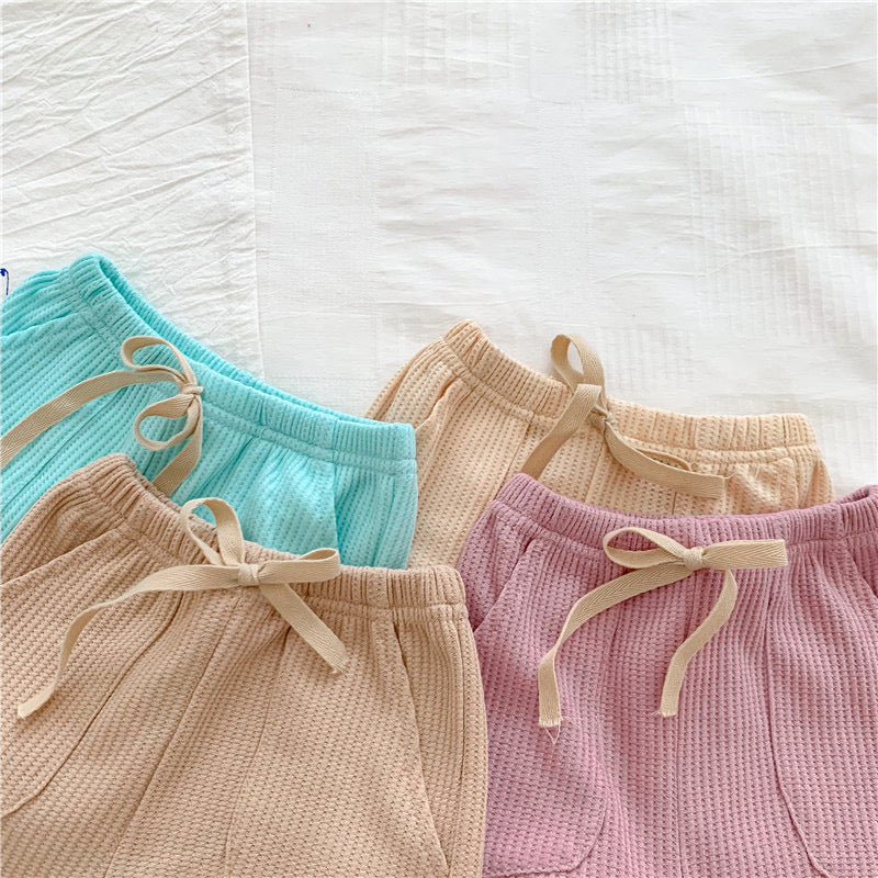 Baby Solid Color Soft Cotton Home Clothes Sets