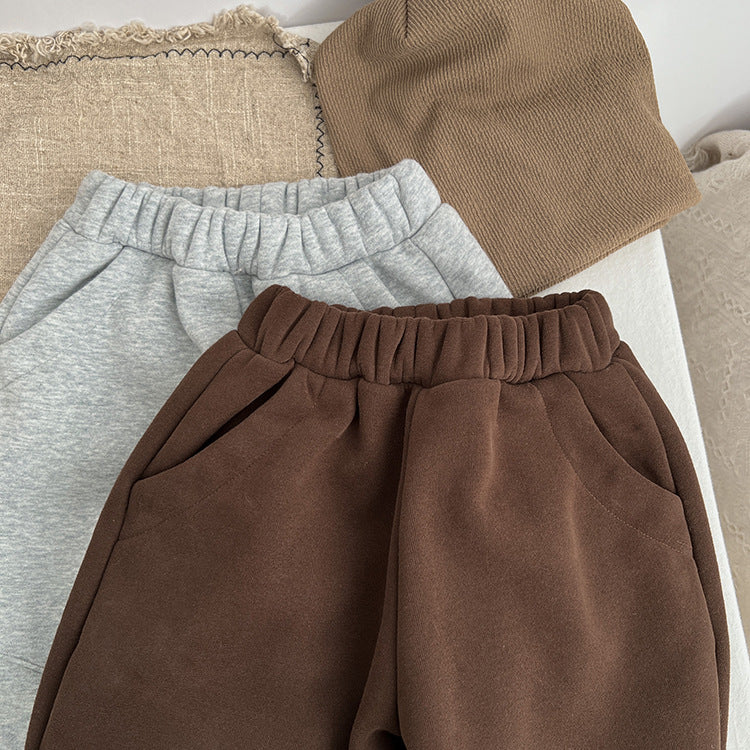 Baby Solid Color New Winter Kindergarden Thickened Pants