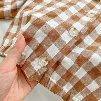 Baby Checkerboard Pattern Bear Patched Design Coat