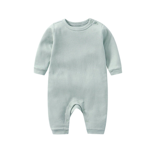 Baby Solid Color Long Sleeve Soft Cotton Rompers Home Clothes