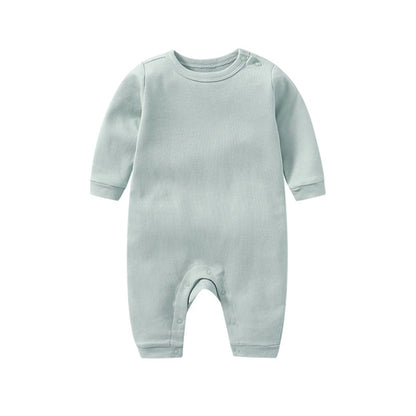Baby Solid Color Long Sleeve Soft Cotton Rompers Home Clothes
