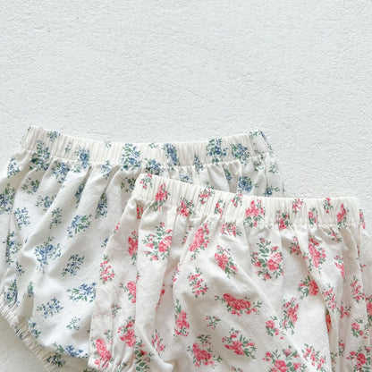 Baby Girl Floral Print Squared Collar Short Sleeved Dress Combo Short