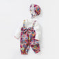Baby Girl Floral Pattern Bow Decoration O-Neck Long Sleeves Strap