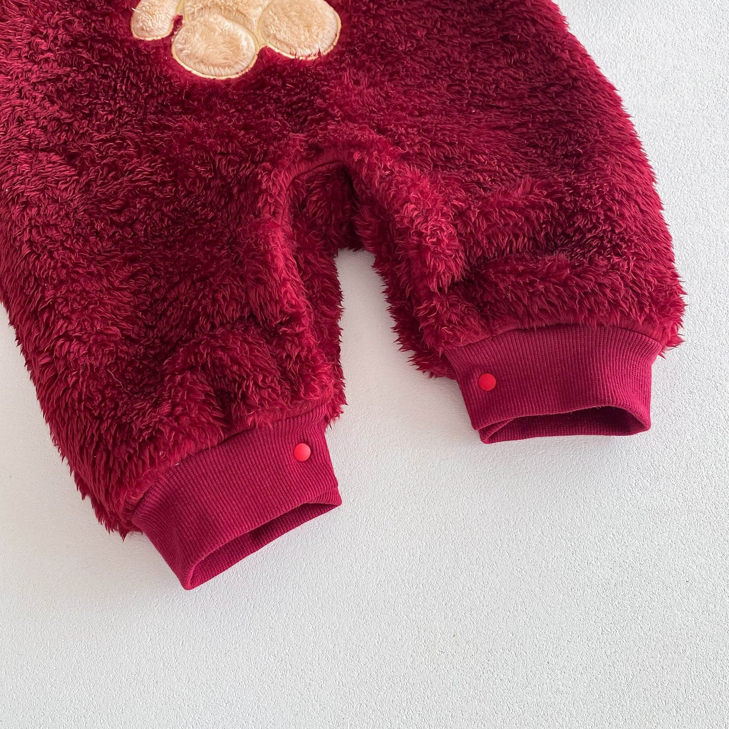 Cute And Cozy Baby Teddy Bear Romper For Autumn/Winter Outings – Red