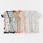 Baby Print Pattern Thin Style Short Sleeves Rompers